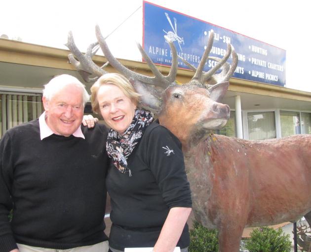Sir Tim and Prue, Lady Wallis in 2011 with a reminder of his pioneering deer industry days. Photo...