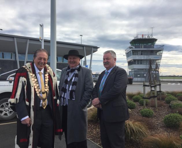 Invercargill Mayor Sir Tim Shadbolt (from left), Regional Economic Development Minister Shane...