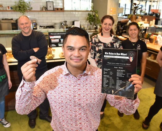 Ready to serve are (from left) Aimee McMahon, tumaki whakaako Ron Bull, polytechnic office of...