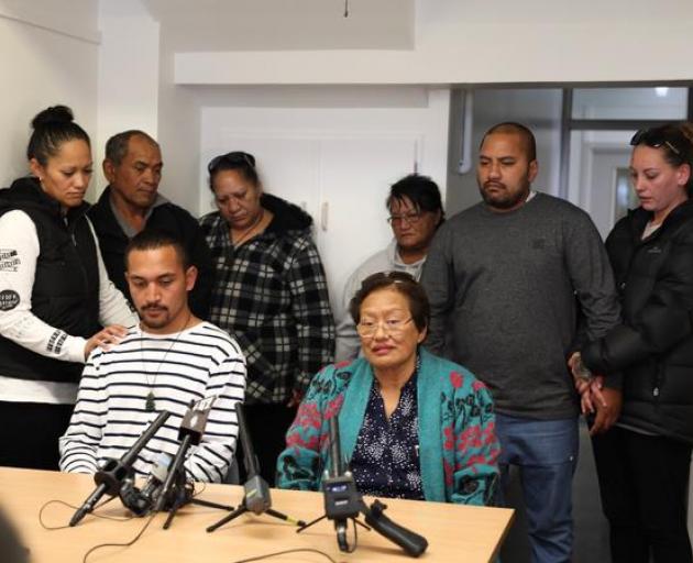 Grandmother Sherilyn Poutawa (seated) yesterday spoke of her whānau's anguish at the deaths of...