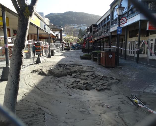 The site of the burst water main in Queenstown Mall. Photo: Paul Taylor