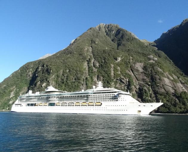 Cruise ship Radiance of the Seas in Milford Sound. Photo: ODT files 
