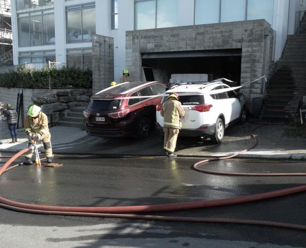 The car went on fire in Panorama Tce this morning. PHOTO: JOSHUA WALTON