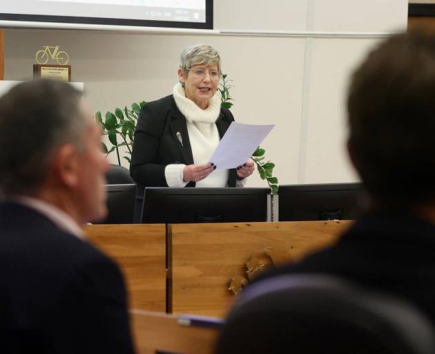 Christchurch Mayor Lianne Dalziell at today's meeting. Photo: George Heard