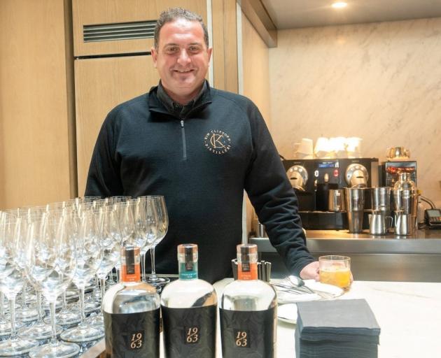 Nicholas Evans supplied his Kim Clifford gin at a Melbourne Cup luncheon on Auckland’s waterfront...