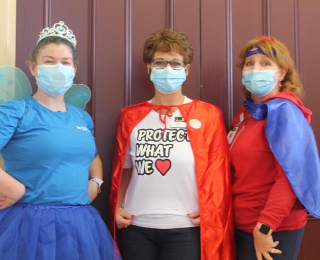 Invercargill Civic Theatre’s nurse vaccinators (from left) Aisha Clements, Marcia Campbell and...