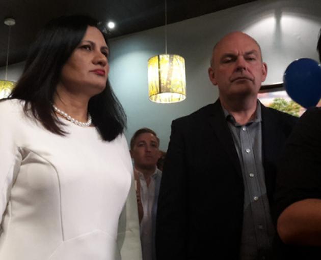 National candidate Parmjeet Parmar (left) with Cabinet MPs Steven Joyce and Paula Bennett. Photo: NZ Herald