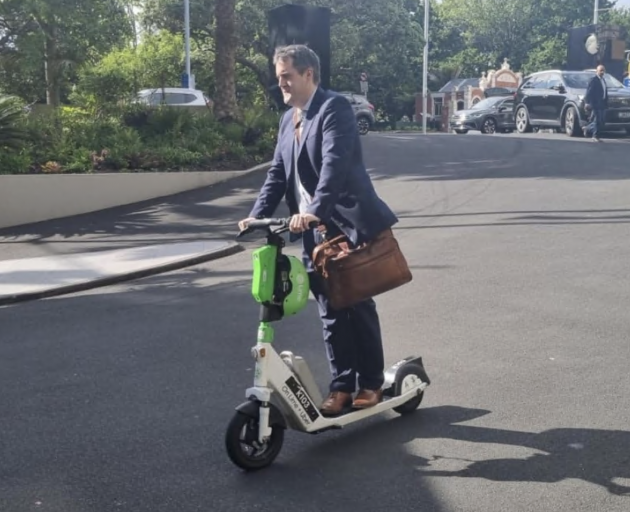 Chris Bishop arrives for talks this morning. Photo: RNZ