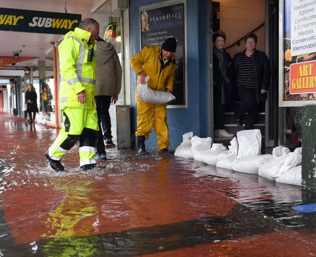 Sandbags were used to protect shops in Mosgiel, and other properties in South Dunedin when...