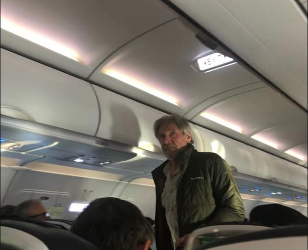 Actor Harrison Ford on an Air NZ flight from Queenstown to Auckland this evening.