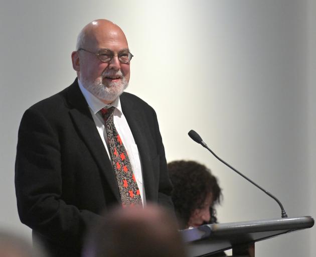 Dunedin School of Medicine dean Barry Taylor presents the Health Research Excellence Awards at the Dunedin Art Gallery last night. Photos: Linda Robertson