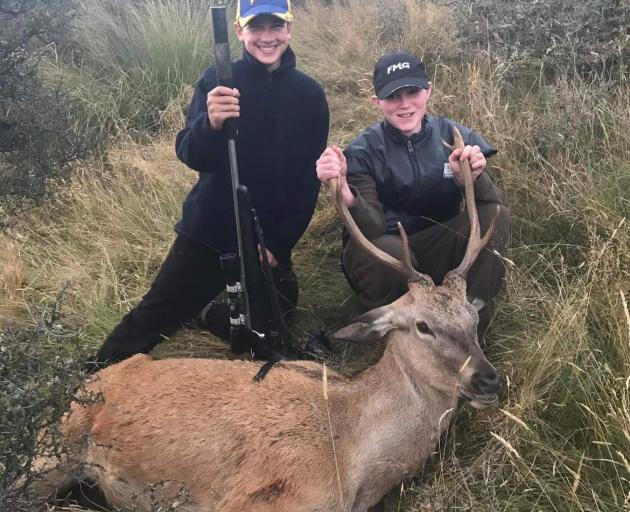 Hunter Sutherland (year 9) and Thomas Hinton (year 9) with a prize stag.