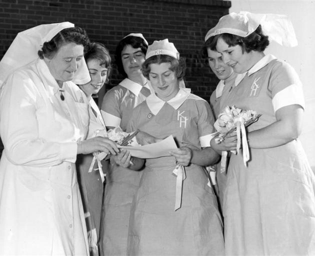 Karitane nurses who received their graduate diplomas on the 14th of May, 1963, with Matron D....