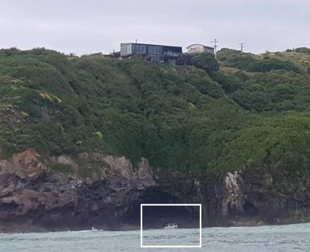 The vehicle (framed) as seen from the ocean. Photo: George Mckinlay The vehicle (framed) as seen from the ocean. Photo: George Mckinlay
