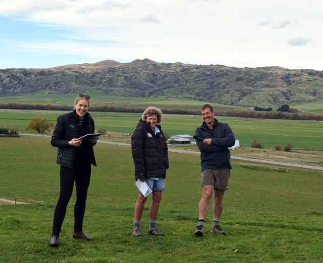 Having a laugh at a field day in the Maniototo are (from left) Beef + Lamb Central Otago farming...