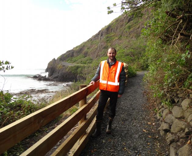 Dunedin City council parks operations manager Hamish Black at the completed track at Second Beach.  PHOTO: BRENDA HARWOOD