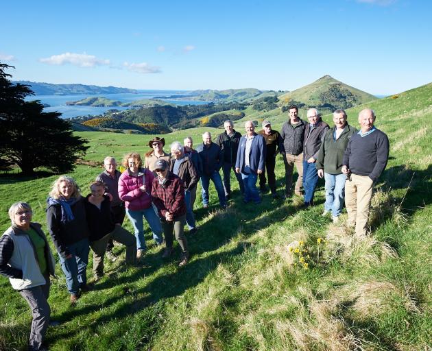 Members of Otago Peninsula Biodiversity Group gather atop the peninsula recently. PHOTO: CRAIG MCKENZIE Members of Otago Peninsula Biodiversity Group gather atop the peninsula recently. PHOTO: CRAIG MCKENZIE