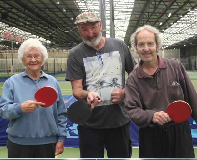 At their weekly table tennis game at the Edgar Centre are (from left) Audrey Fogarty, Wayne...
