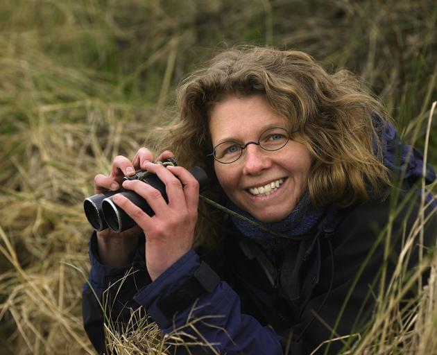 Otago Peninsula Biodiversity Group co-ordinator Ursula Ellenberg watches birds on the peninsula....