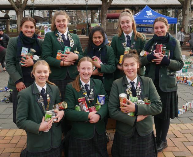 Columba College pupils (back from left) Meg Sycamore (18), Sophie Gaudin (18), Khaleeda Jaafar ...