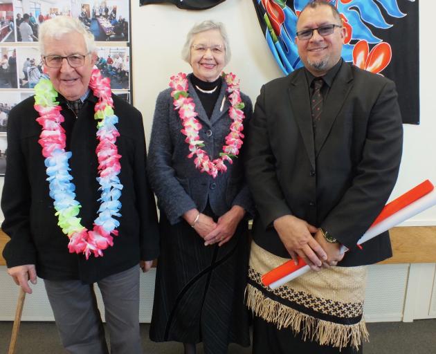 Pacific Trust Otago chairman Sailosi Pole (right)  with the owners of the trust’s new Caversham premises, Eldon and Andrea Mosley. PHOTO: GILLIAN VINE
