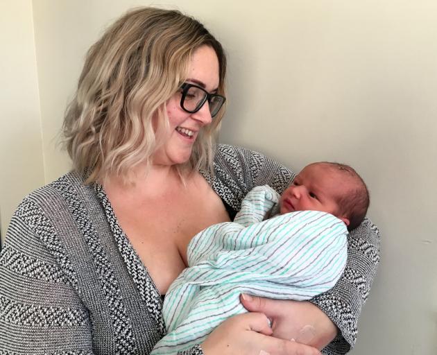 Bridget Dawson holds her 1-day-old daughter Alyth Wentworth in Dunedin Hospital last week. PHOTO:...