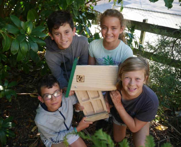 Town Belt Kaitiaki student leaders (from left) Nikau McNeilly (10), Kaedyn Trow (10), Aurora...