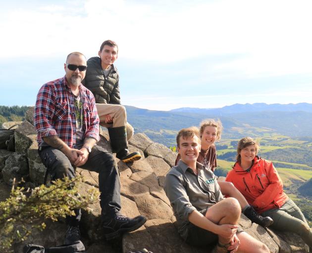 Trail Crew volunteers (from left) Richard Holmes, Brian  Boyce, Department of Conservation...
