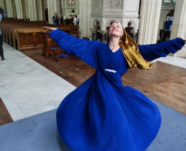 Oamaru-based dancer Heather Hubber rehearses the role of Hildegard of Bingen at St Paul’s...