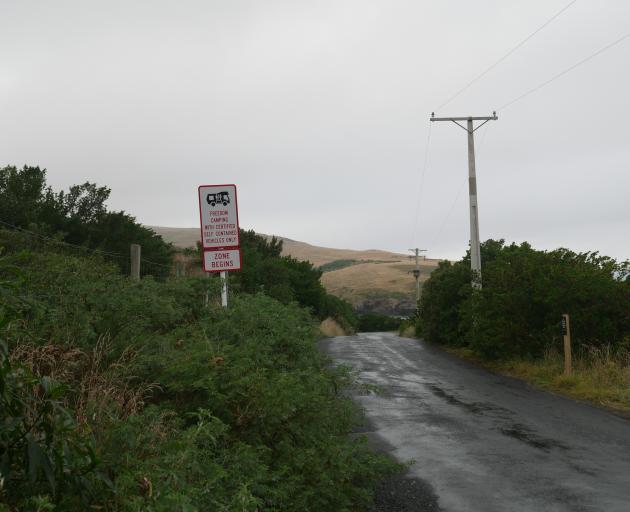 The sign on Tomahawk Rd that notifies freedom campers their vehicles need to be self-contained. 
...