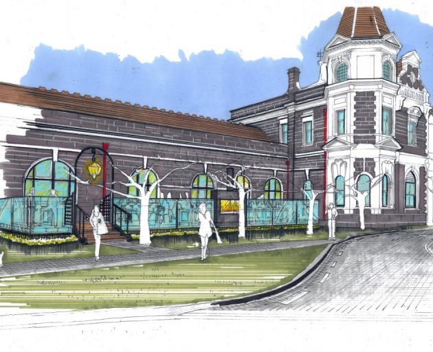 The proposed deck for the Cobb and Co restaurant at the Dunedin Railway Station. IMAGE: SUPPLIED