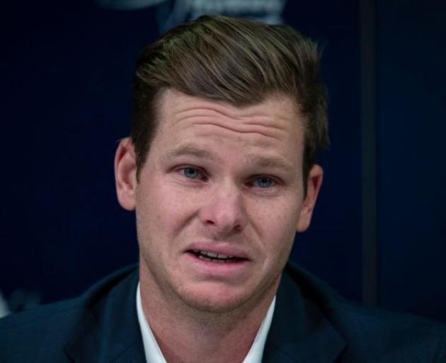 An emotional Steve Smith fronts media after the ball-tampering incident in South Africa. Photo:...