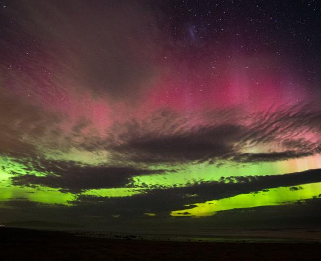 The Aurora Australis seen from Stewart Island/ Rakiura . Photo: Rebecca Wilson Jennings