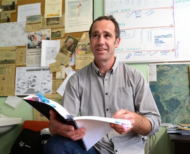 BRCT manager and Blueskin Energy Ltd project manager Scott Willis in his office at Waitati School. Photo by Linda Robertson.