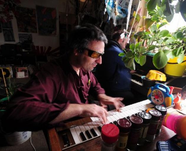 Jim Currin prepares for his experimental music concert as part of the Dunedin Fringe festival....
