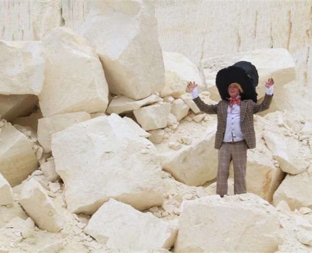 Oamaru Stone Symposium chairman, site manager and ''Mad Hatter'' Matt King surveys the stone at...