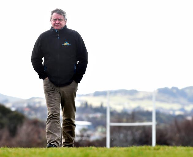 NZ Safety Brokers director Graham Roper on a Dunedin rugby ground yesterday. Photo: Peter McIntosh.