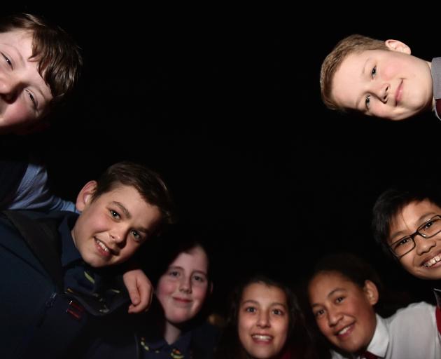 Young light pollution researchers (from left) Ben Hawke (Taieri College), Alex Livingstone and Mackenzie Greer (Tahuna Intermediate), Sylvie Latton, Star Uriaro (Kavanagh College), Ethan Montaner (Balmacewen Intermediate) and Gabriel Vink (Kavanagh) under