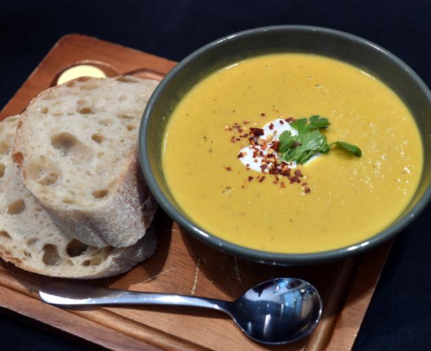 Marbecks' spicy Thai carrot and peanut soup. Photo by Peter McIntosh.