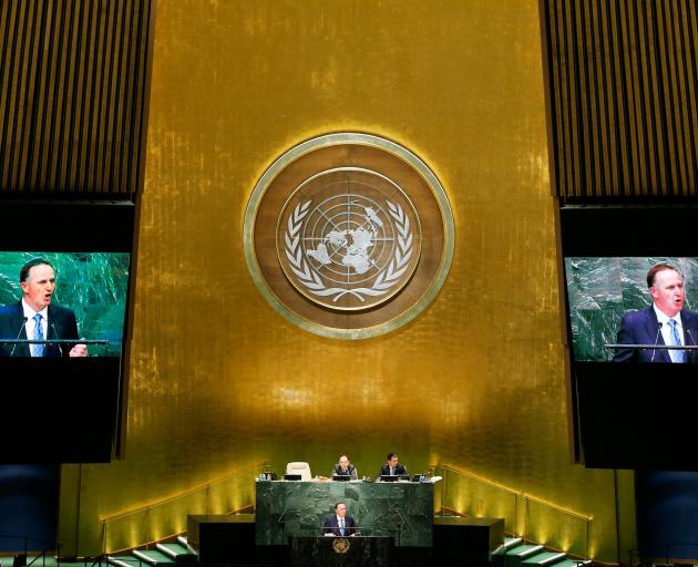John Key addresses the UN General Assembly. Photo: Reuters 