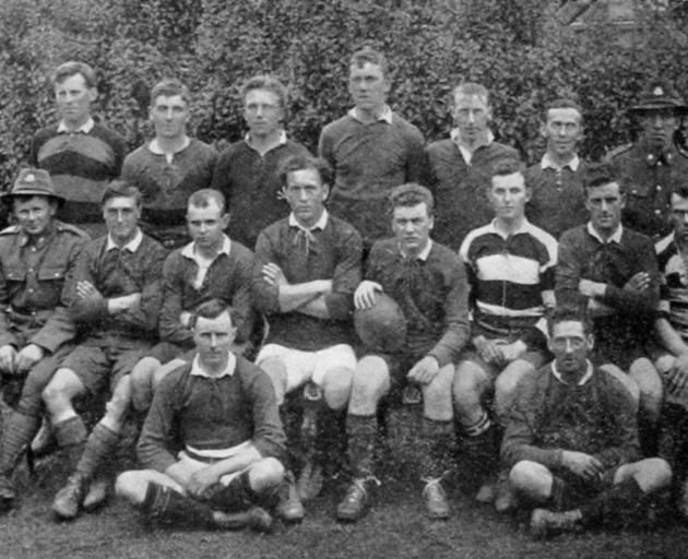 D. Company, 18th Reinforcements rugby team which played Otago at Carisbrook on September 2. Back...