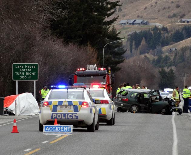 The scene of the fatal crash on State Highway 6, at Ladies Mile, on July 31 last year. Photo by Tracey Roxburgh.