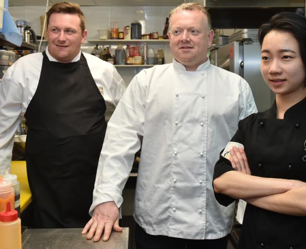 Dunedin chefs (from left) Greg Piner, Ken O'Connell and Fifi Leong breathe a sigh of relief after the trophies and medals they won at The Battle of the Pacific culinary challenge in Australia were released by New Zealand Customs. Photo by Gregor Richardso