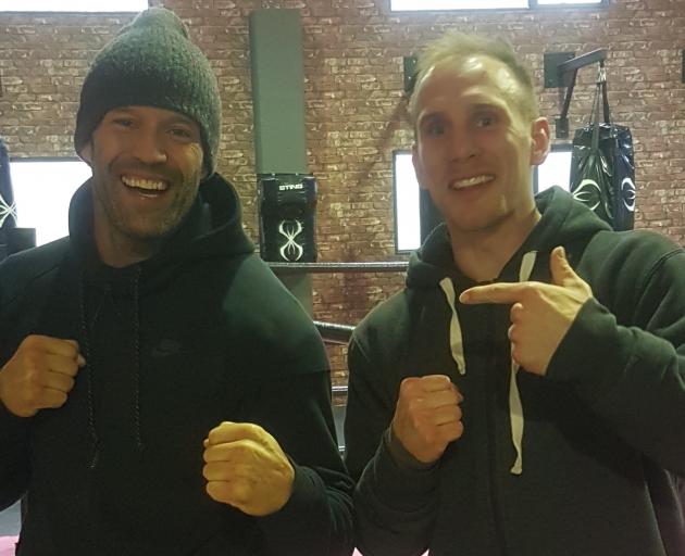 Movie star Jason Statham (left) is joined by Queenstown’s Richie Hadlow at a Queenstown gym...