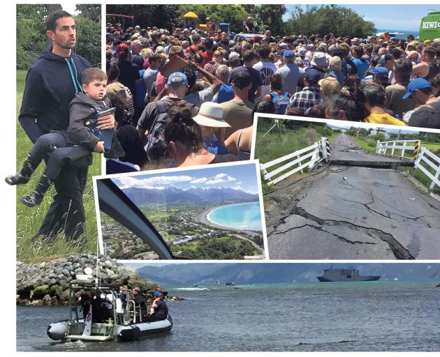 The aftermath of the magnitude 7.8 earthquake in Kaikoura, as stranded tourists are evacuated,...