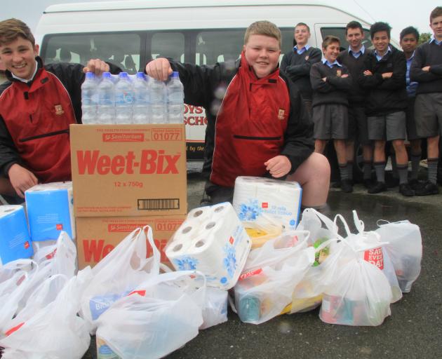 Armed with  supplies donated by the community, Waitaki Boys’ High School years 9, 10 and 11...