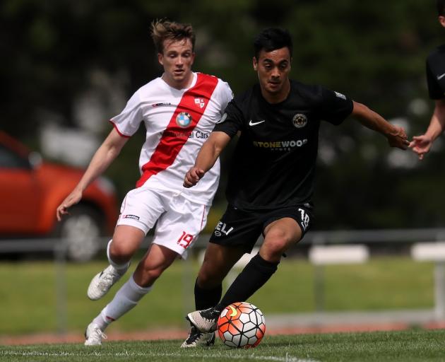 Cameron Howieson of Team Wellington with the ball in their match against Waitakere United. Photo:...