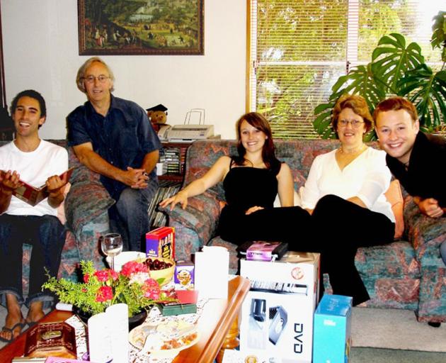 A Christmas 2005 photograph of Sophie Elliott (centre) with her family, (from left) brother Chris, father Gil, mother Lesley and Sophie's then boyfriend Chris Laing. Absent: Sophie's other brother Nick. Photo supplied.