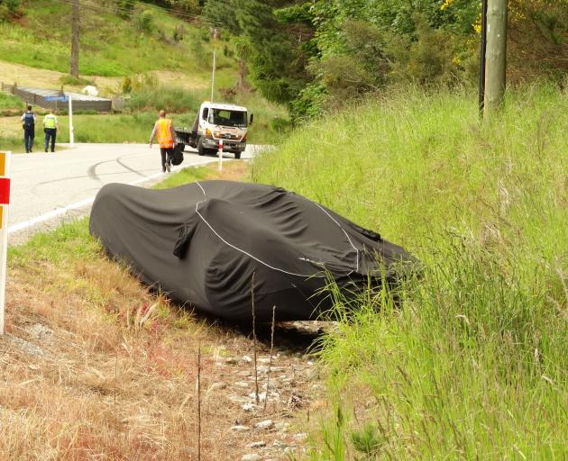 The crashed McLaren outside Queenstown in December last year. Photo by Paul Taylor.