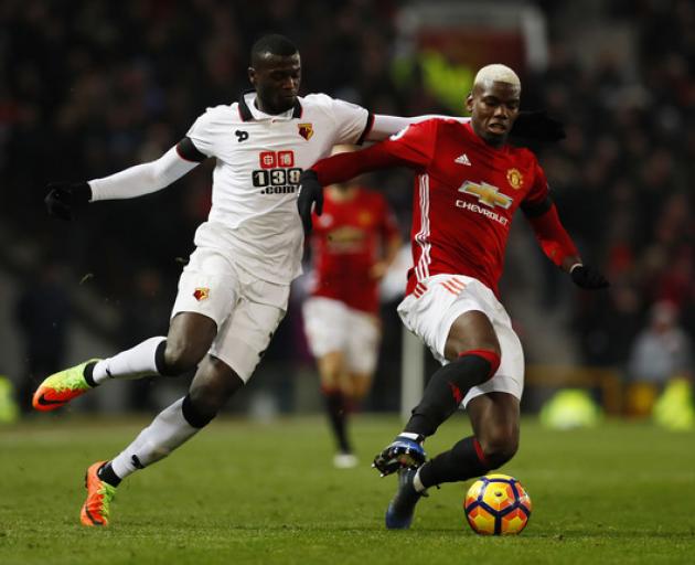 Manchester United's Paul Pogba in action with Watford's M'Baye Niang. Photo: Reuters